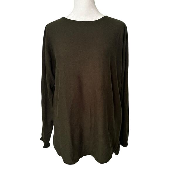 Michael Kors army green long sleeve knit top size M - Picture 1 of 10